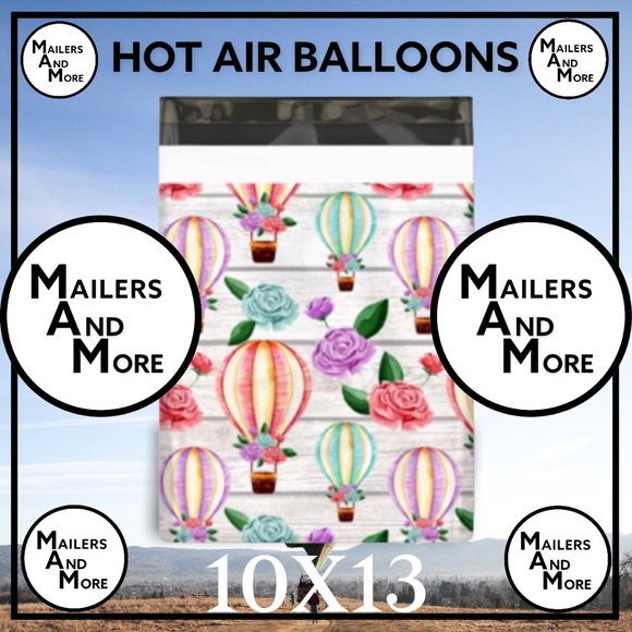 50 10X13 CLEARANCE Hot Air Balloon Flat Poly Mailers, Shipping Envelopes - Picture 2 of 3